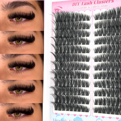 False Eyelashes Natural Wispy Individual Cluster Lashes Easy to Apply