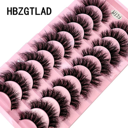 10 Pairs Faux Mink Eyelashes Handmade False Eyelashes Natural Nude