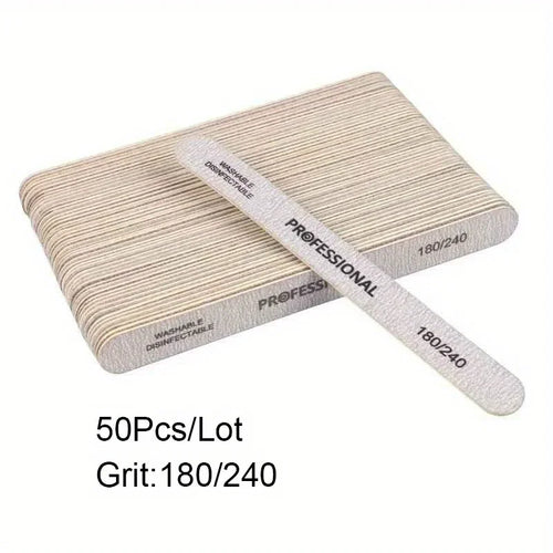 10/25/50Pcs Nail File 100/180/240 Wooden Sanding Buffer Block Pedicure
