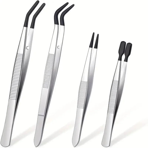 1/4 Pieces Tweezers With Rubber Tips Tweezers Rubber PVC Silicone