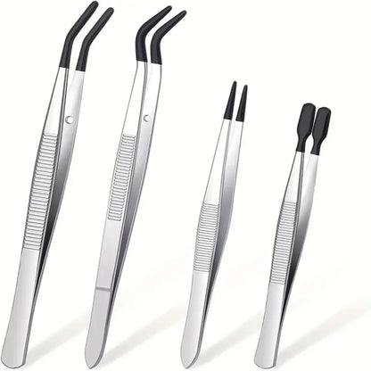 1/4 Pieces Tweezers With Rubber Tips Tweezers Rubber PVC Silicone