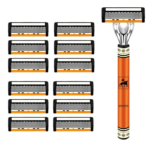 6-layer razor blade, men's stainless steel blade, classic water washed