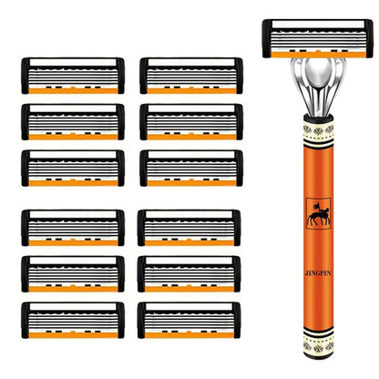 6-layer razor blade, men's stainless steel blade, classic water washed