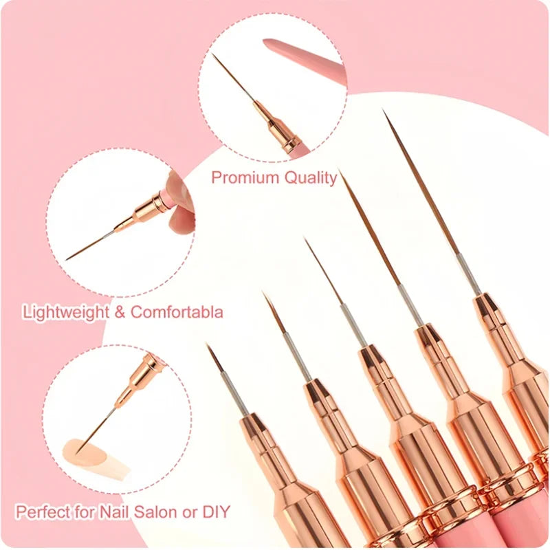 5 In 1 Nail Art Pen Set Brushes Set Elongated Lines Striping Drawing