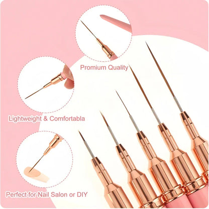 5 In 1 Nail Art Pen Set Brushes Set Elongated Lines Striping Drawing