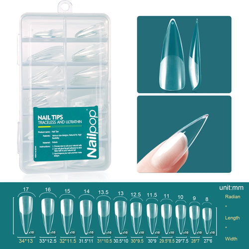 Nailpop Soft Gel Tips for Nails Acrylic Material Medium Almond/Coffin