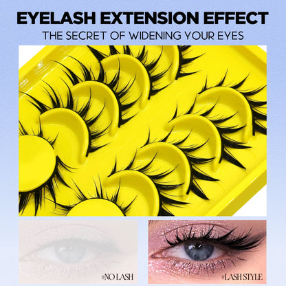 Lasvirey Cat Eye Lashes Manga Lashes Styles 3D Faux Mink Lashes Soft
