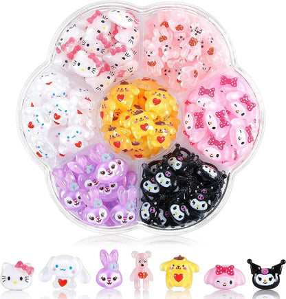 240Pcs/70Pcs MINISO Hello Kitty Kuromi Nail Art Decor Kawaii Cartoon Sanrioed Gems Charms For Manicure DIY Nail Rhinestone Gift