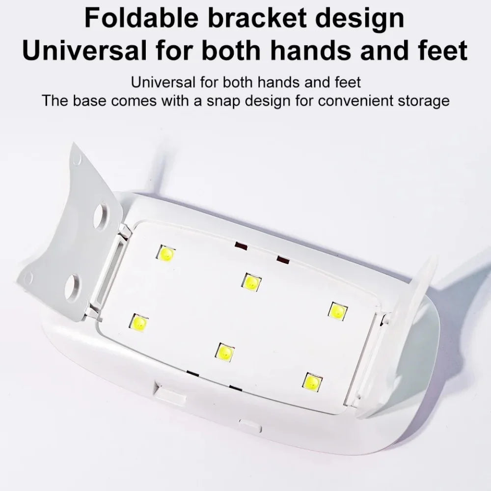 Foldable Nail Lamp Portable Nail Dryer Lamp 6 LED&UV Manicure Machine