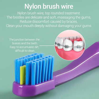 3PC Clean Orthodontic Braces Adult Orthodontic Toothbrushes Dental