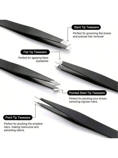 Multi-purpose Eyebrow Tweezers, 4-Pack Stainless Steel Eyebrow