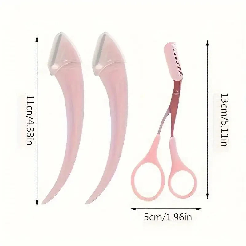Eyebrow Trimmer Set, Curved Eyebrow Razor, Eyebrow Scissors With Comb,