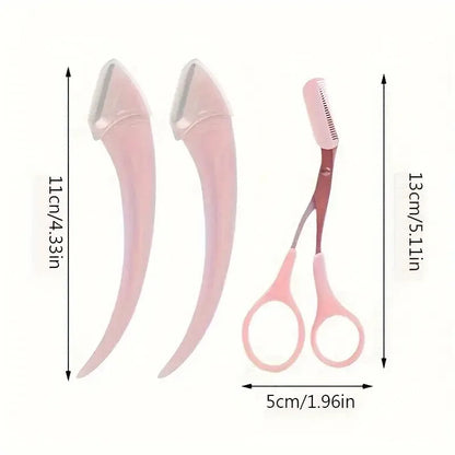 Eyebrow Trimmer Set, Curved Eyebrow Razor, Eyebrow Scissors With Comb,