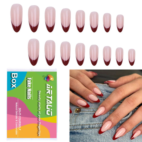 120pcs -box Almond  White French Fake nails for Stylish Women & Girls,