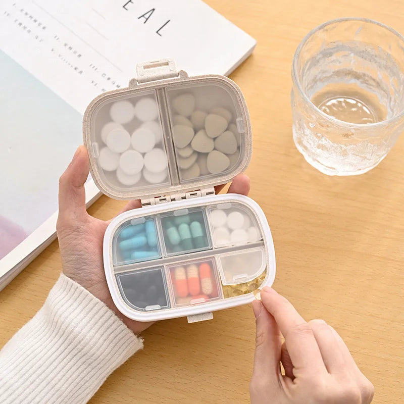 8 Grids Organizer Container For Tablets Travel Pill Box With Seal Ring