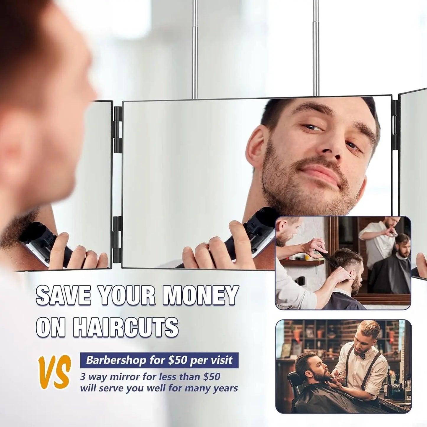 S Travel Portable 360 Trifold Vanity Makeup Mirror with Height