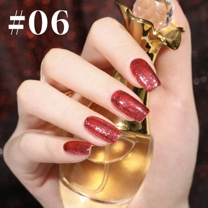 10ml 1-12pcs Gold Sparkling Platinum Nail Gel Polish Glitter Long