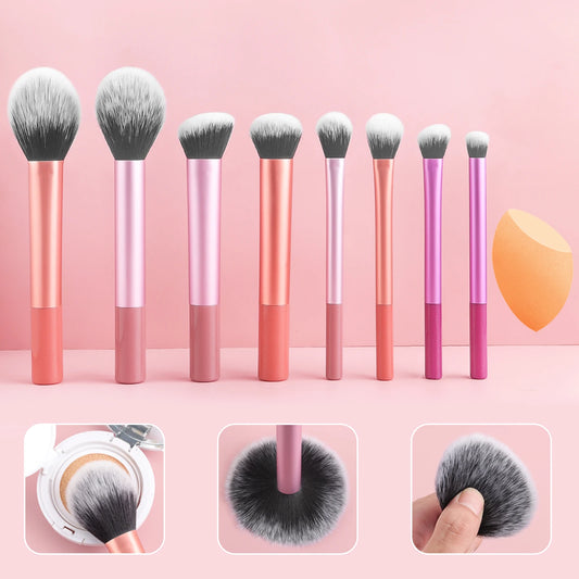 8PCS classic daily makeup brush set &1PC large wet and dry dual-use