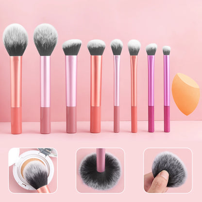 8PCS classic daily makeup brush set &1PC large wet and dry dual-use