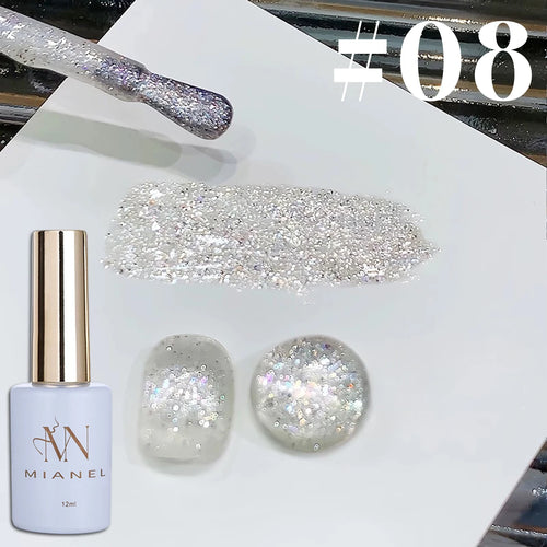 10ml 1-12pcs Gold Sparkling Platinum Nail Gel Polish Glitter Long