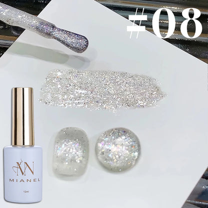 10ml 1-12pcs Gold Sparkling Platinum Nail Gel Polish Glitter Long