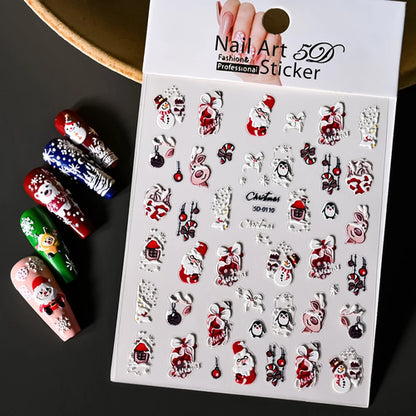 Winter Christmas Atmosphere Nail Stickers Snowman Snowflake Wapiti
