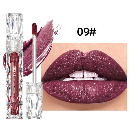QIBEST Waterproof Diamond Shimmer Glitter Lipgloss Matte Liquid