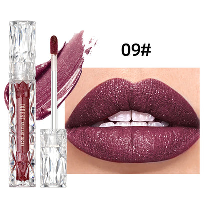 QIBEST Waterproof Diamond Shimmer Glitter Lipgloss Matte Liquid
