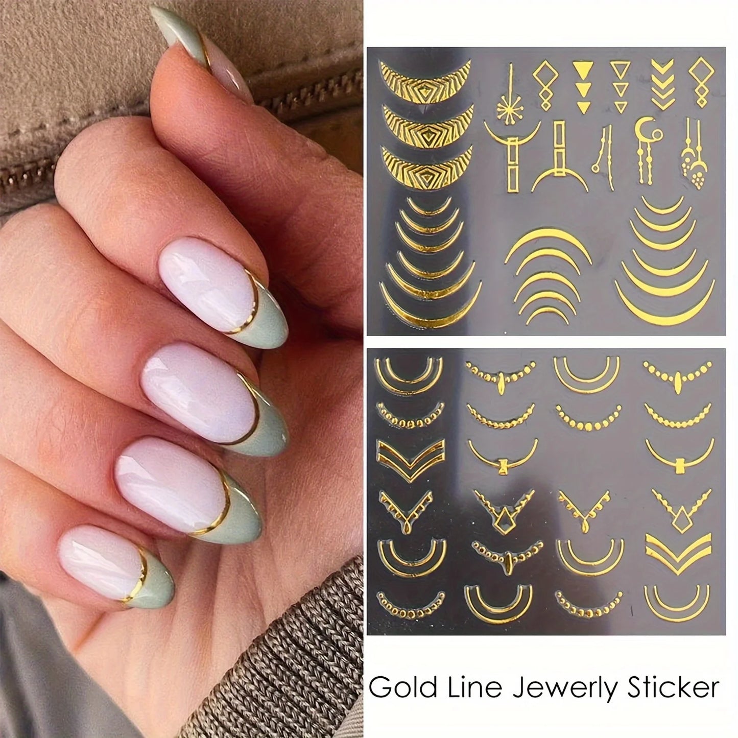 30 Sheets Golden Floral Nail Art Stickers - 3D Self-Adhesive