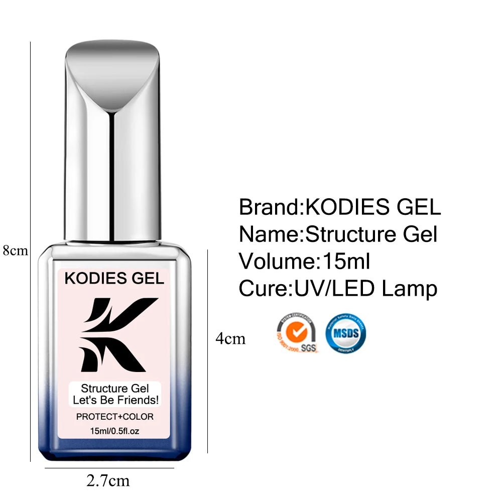 KODIES GEL Nude Pink Rubber Base Gel Nail Polish 15ML Structure Semi