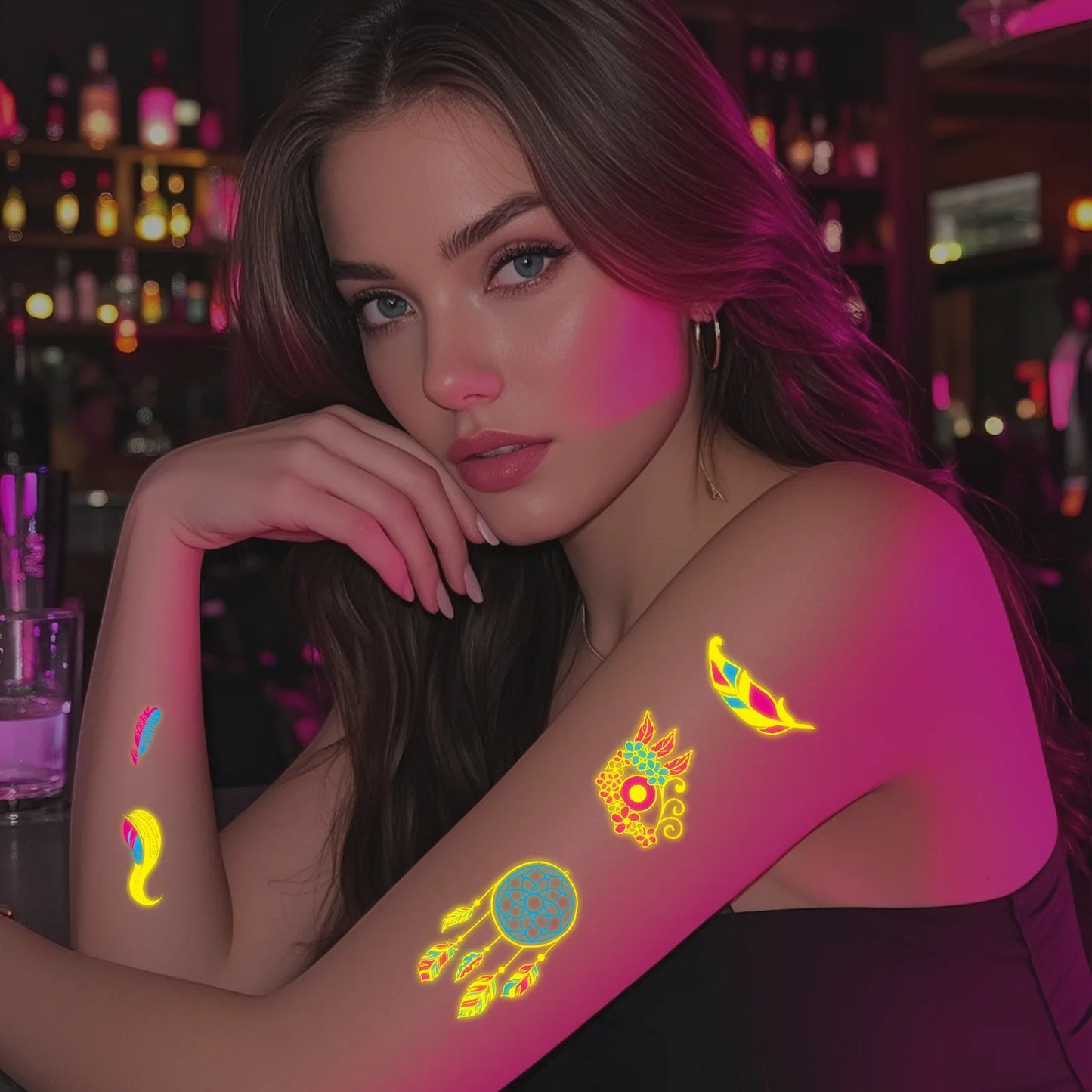 Luminous Temporary Tattoos Stickers UV Glow Fluorescent in the Dark