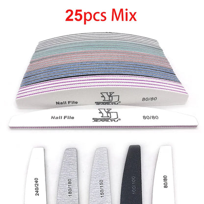 5/25Pcs/Lot Nail File Mix Color 80/100/150/180/240 Grit Professional