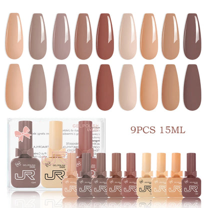 JR 9pcs 15ml gel nail polish set Including Red Pink Nude Gel Polish