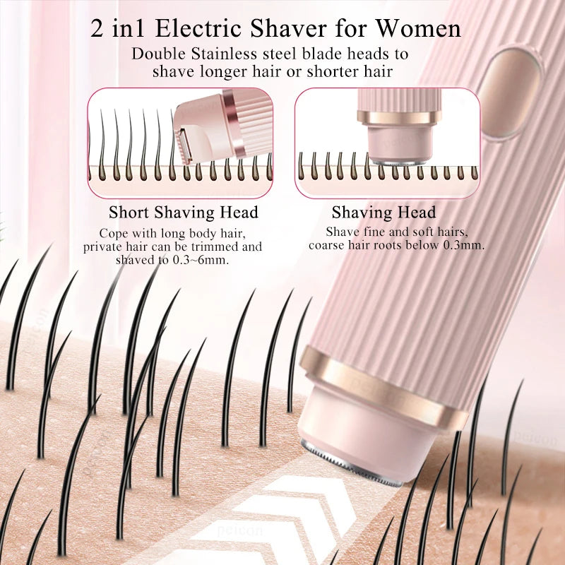 Women's Electric Shaver 2-in-1 Bikini Area Hair Trimmer Cordless