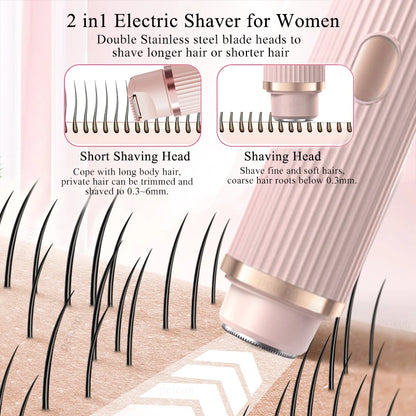 Women's Electric Shaver 2-in-1 Bikini Area Hair Trimmer Cordless