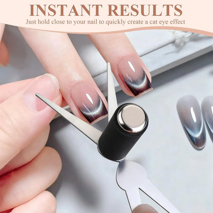 2 in 1 Scissor-Shaped Cat Eye Nail Magnet Set for French Effect DIY