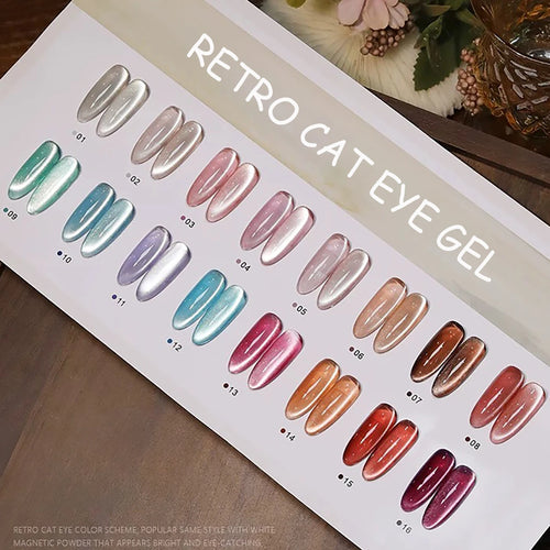 SHAKA 1-16pcs Flash Pure Lust Golden Light Heroine Cat Eye Gel Nail