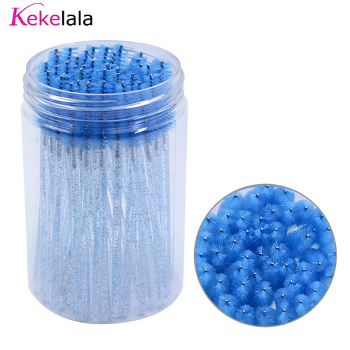 50Pcs/Bottle Eyelash Extension Brushes With Container Eyebrow  Eye