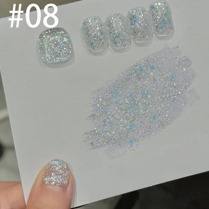 10ml 1-12pcs Gold Sparkling Platinum Nail Gel Polish Glitter Long