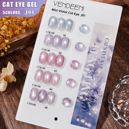 Vendeeni 5 Colors/Set Crystal Cat Eye Gel Nail Polish Semi Permanent