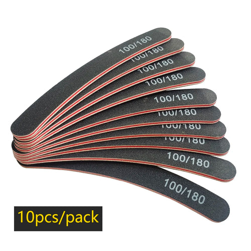 Lurayee Nail File Buffer 100/180 Grit Half Moon Double Side Sandpaper