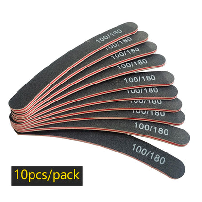 Lurayee Nail File Buffer 100/180 Grit Half Moon Double Side Sandpaper