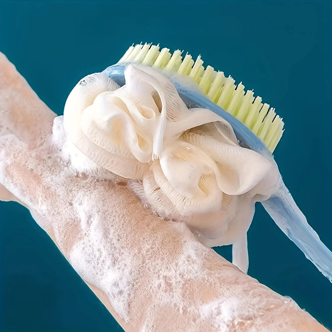 Soft Loofah And Bristles Bath Body Brush For Women And Men - Curved