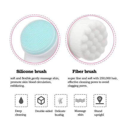 3D Double Silicone Facial Cleansing Brush Manual Massage Facial Brush