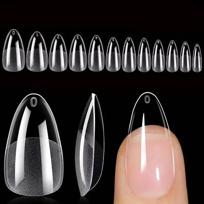 120 Short Almond-Shaped Oval Fake Nail Tips Kit, Can Be Extended into