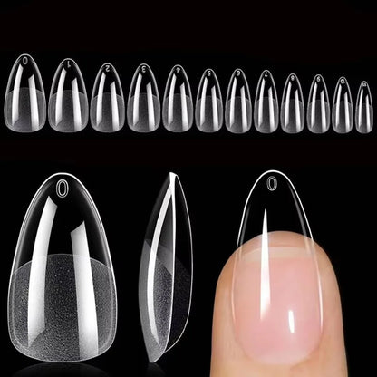 120 Short Almond-Shaped Oval Fake Nail Tips Kit, Can Be Extended into
