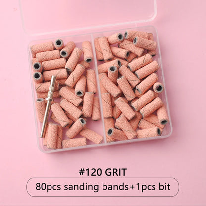 80pcs/box Pink 3.1mm Mini Sanding Bands Kits Nail Drill Bits Mandrel