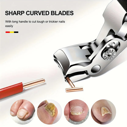 Professional Stainless Steel Toenail Clippers for Seniors, Wide Jaw,