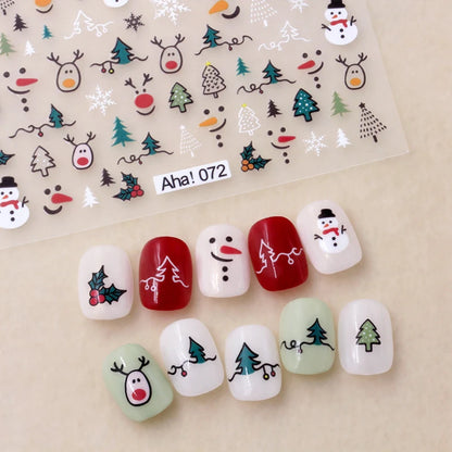 Winter Christmas Atmosphere Nail Stickers Snowman Snowflake Wapiti