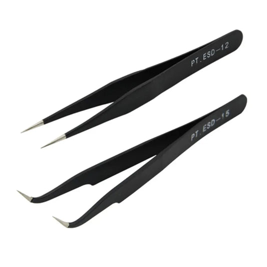 Anit-Static Tweezers, Precision Black DIY Tweezers for Nail Art and